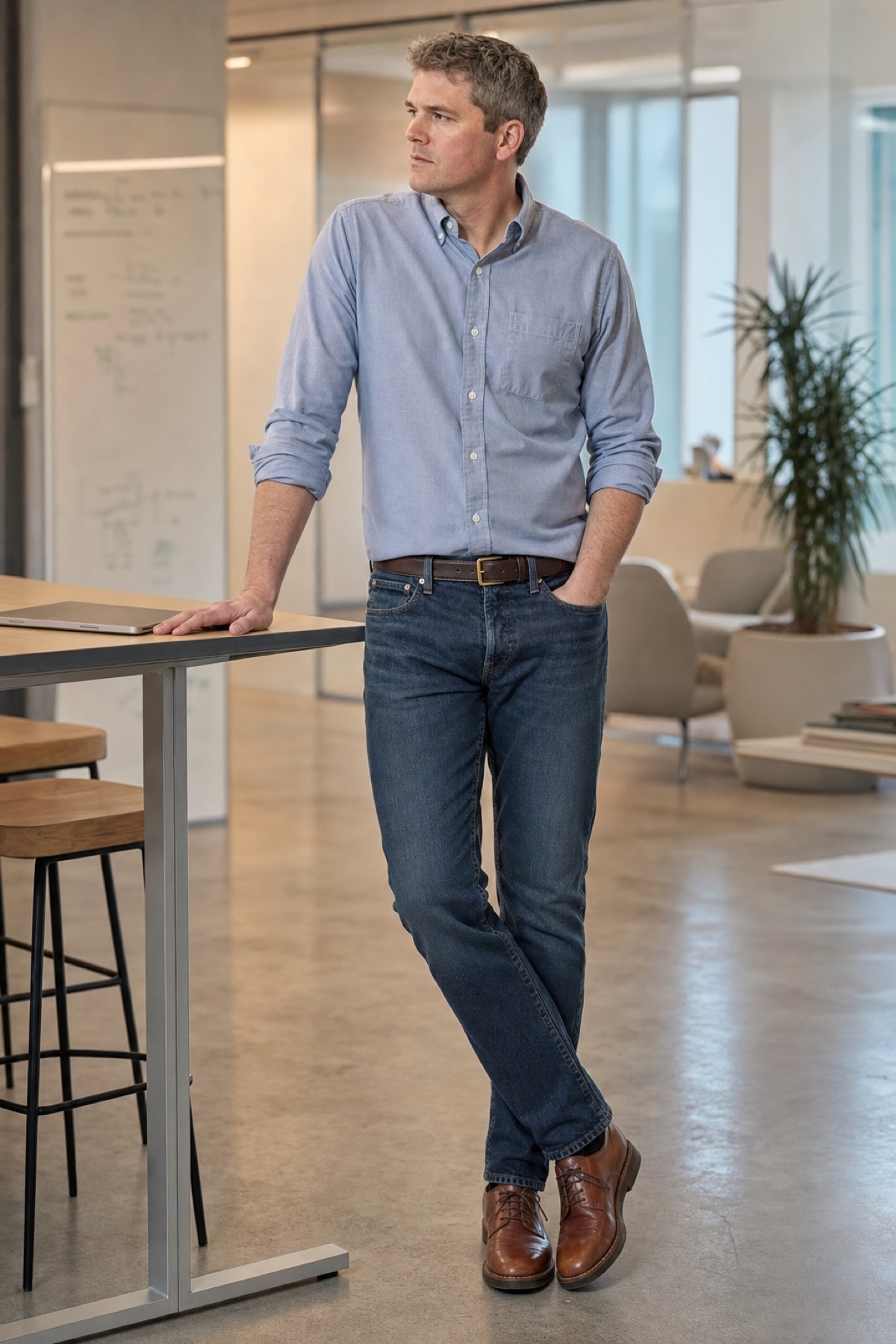 Buck Mason lookbook - Office Denim Standup