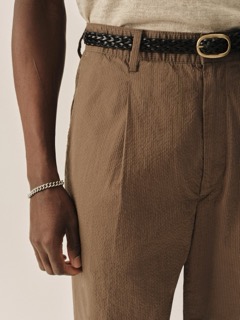 Walnut Pinstripe Lightweight Seersucker Romeo Pant